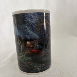Thomas Kinkade 2003 Art Coffee Mug Cottage Bridge (F118)✨